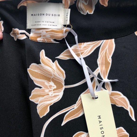 NWT Maison du Soir Selene Floral Robe- Gold Multi - Picture 6 of 6